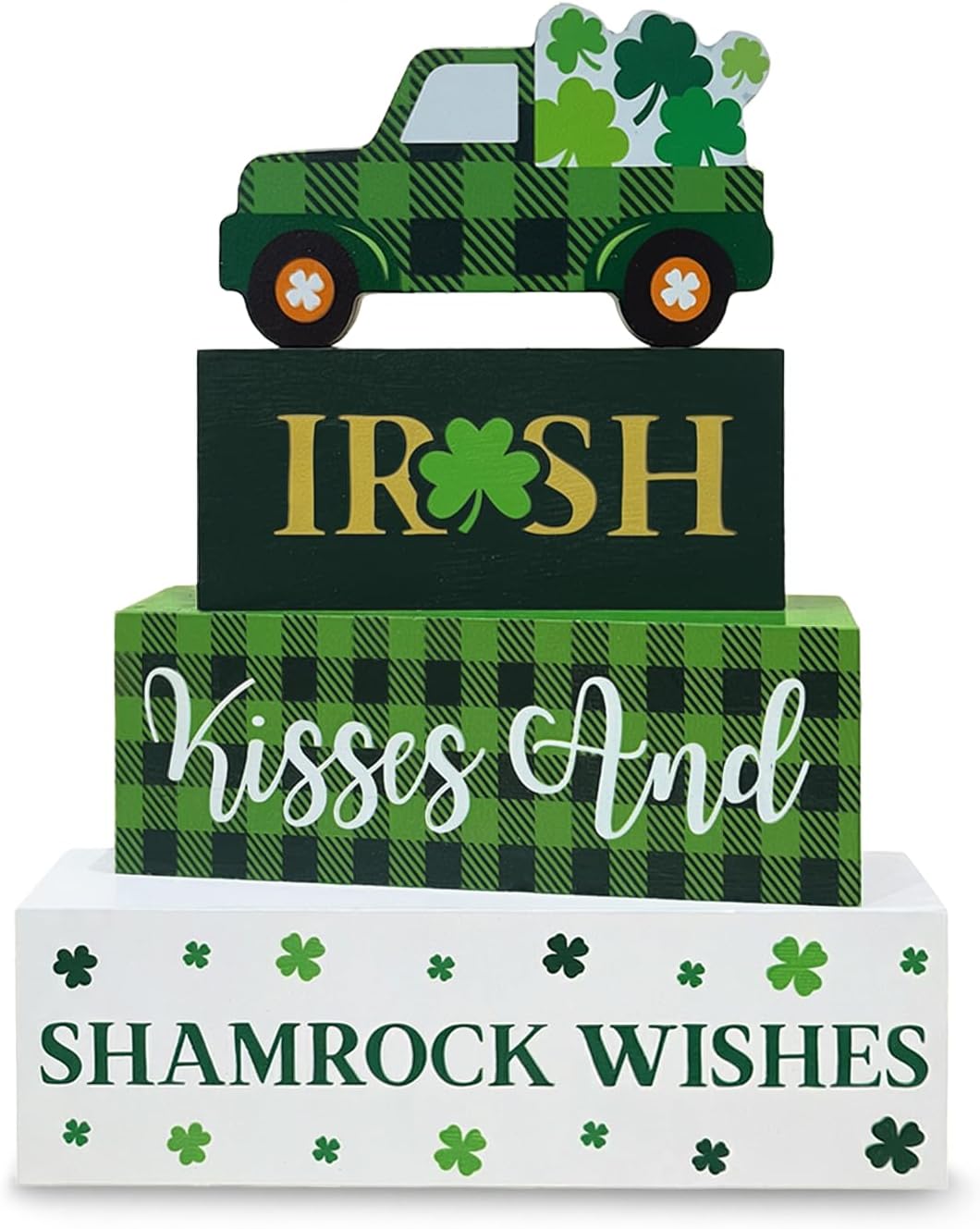 4 Pcs Wooden St. Patrick's Day Table Decorations